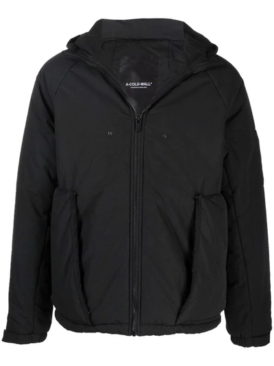 Shop A-cold-wall* Logo Zipped Hooded Jacket In Schwarz