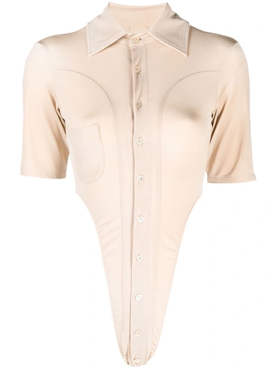 Shop Ninamounah Cut Out-detail Button-up Shirt In Nude