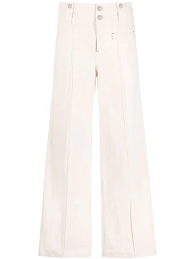 Shop Isabel Marant High-waisted Wide-leg Trousers In Nude