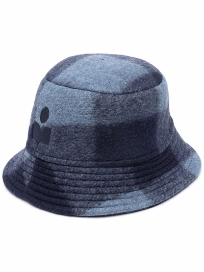 Shop Isabel Marant Haleyh Checked Bucket Hat In Blau