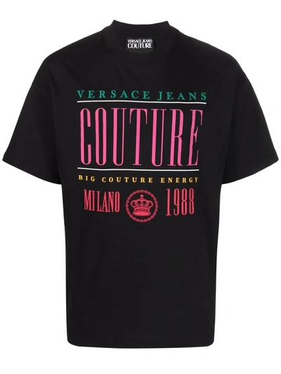 Shop Versace Jeans Couture Logo-print T-shirt In Schwarz