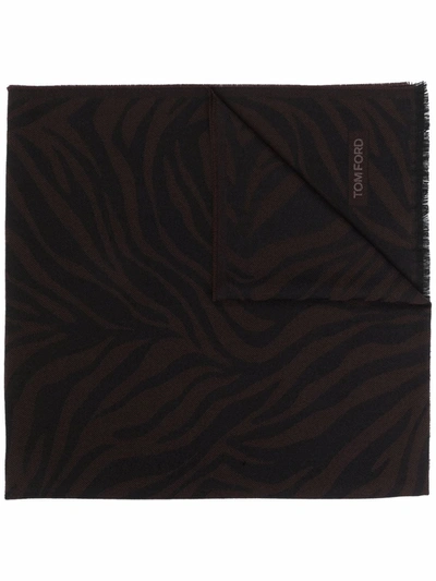 Shop Tom Ford Zebra-print Wool Scarf In Violett