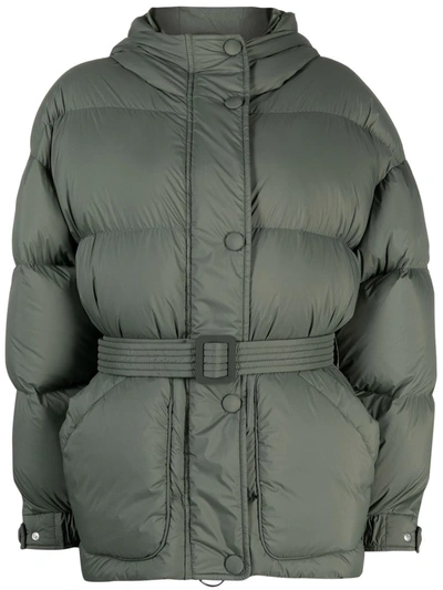 Shop Ienki Ienki Belted Puffer Jacket In Grün