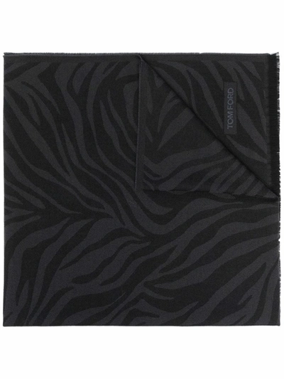 Shop Tom Ford Zebra-print Wool Scarf In Grau
