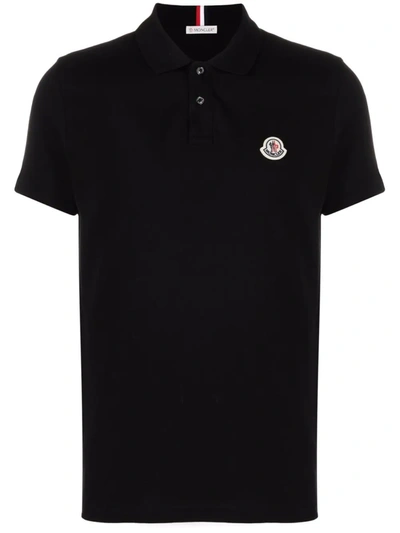 Shop Moncler Logo-patch Polo Shirt In Schwarz