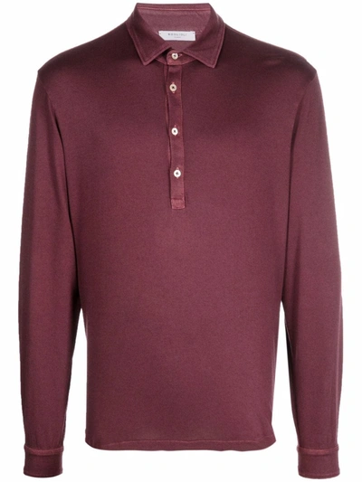 Shop Boglioli Longsleeved Polo Shirt In Violett