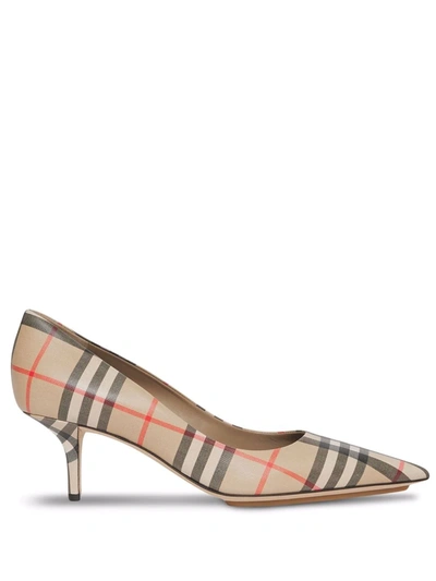 Shop Burberry Vintage Check 55mm Pumps In Nude