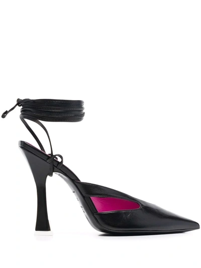 Attico Anais Cutout Leather Pumps In Schwarz