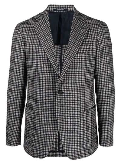 Shop Tagliatore Check-print Single-breasted Blazer In Grau