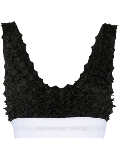 Alexander Wang Ruched Logo-underband Bralette In Black | ModeSens