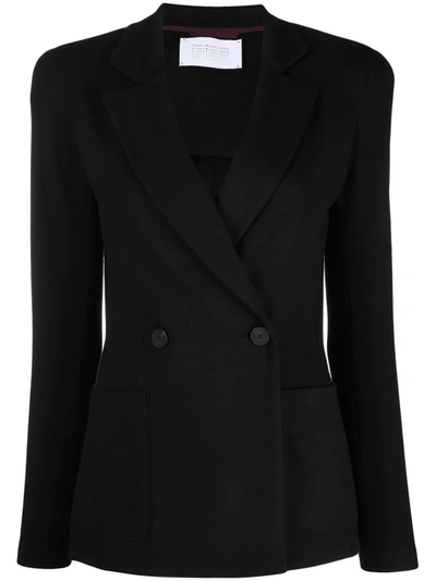 Shop Harris Wharf London Double-breasted Virgin Wool Blazer In Schwarz