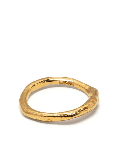 Shop Alighieri Textured-finish Circular-design Ring In Gold