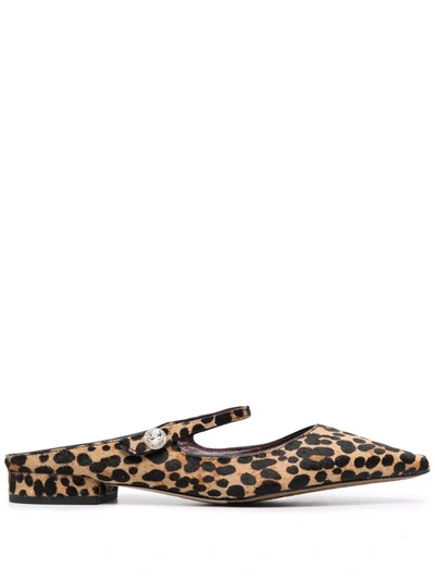 Shop Kate Spade Leopard-print Pointed Mules In Nude