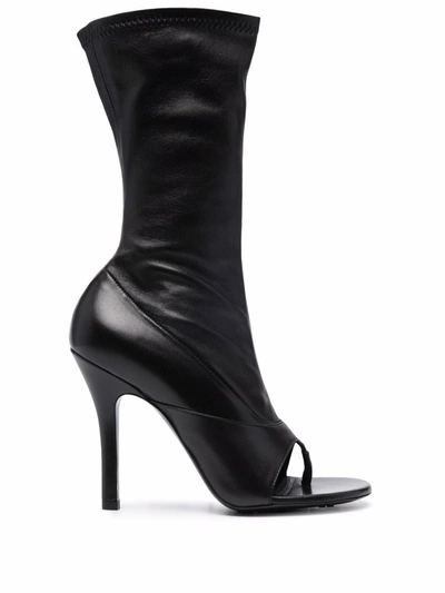 Shop Givenchy Open-toe Leather Boots In Schwarz