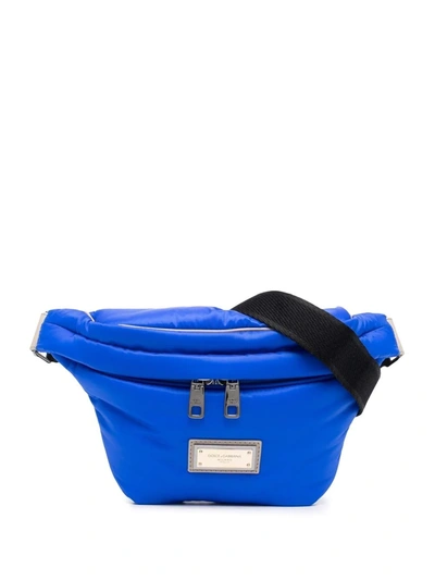 Shop Dolce & Gabbana Logo Plaque Belt Bag In Blau
