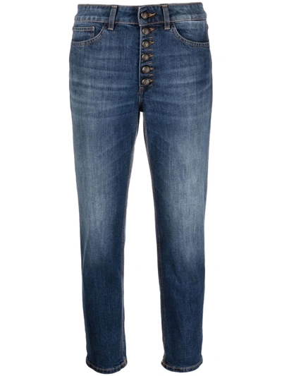 Shop Dondup High-rise Cropped Jeans In Blau