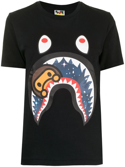 Shop A Bathing Ape Shark-print Cotton T-shirt In Schwarz