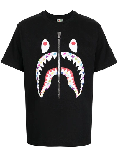 Bape Black, Pattern Print Graphic Crew Neck T-Shirt M