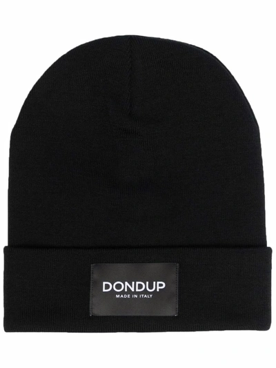 Dondup Wool-blend Logo Beanie In Schwarz