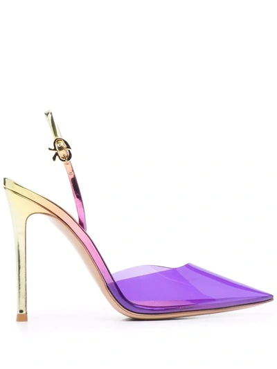 Shop Gianvito Rossi Ribbon D'orsay 105mm Pumps In Purple