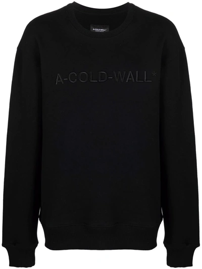Shop A-cold-wall* Logo-embroidered Cotton Sweatshirt In Schwarz