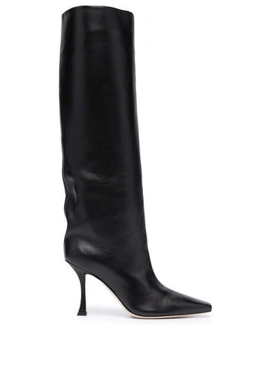 Shop Jimmy Choo Chad 90mm Knee-high Leather Boots In Schwarz