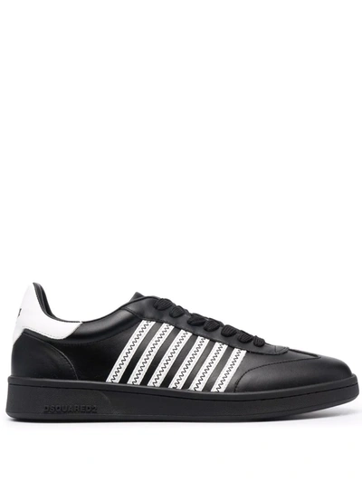 Dsquared2 Side-stripe Detail Low Top Sneakers In Schwarz