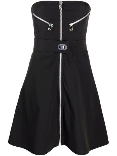 Shop Bottega Veneta Strapless Belted Mini Dress In Schwarz