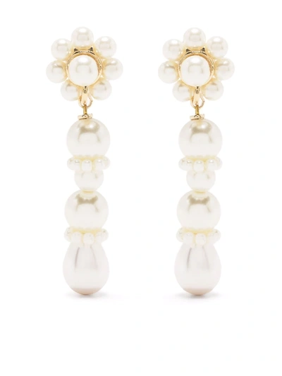 Shop Shrimps Florian Pearl-embellished Earrings In White