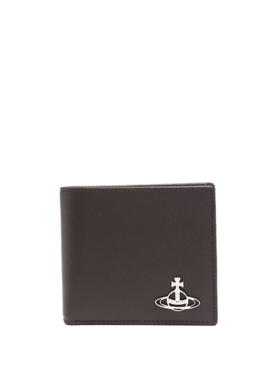 Shop Vivienne Westwood Orb Logo Plaque Wallet In Braun