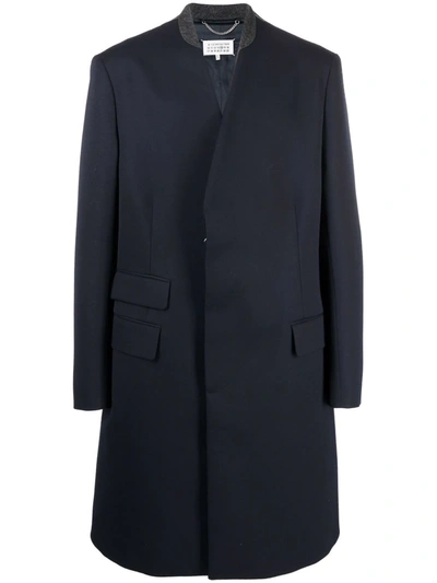 Maison Margiela Cavalry Single-breasted Wool Coat In Blau