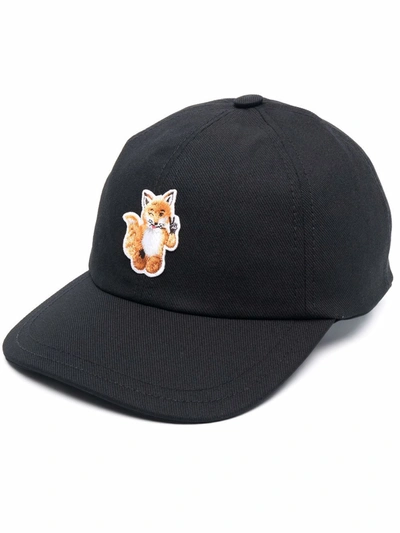 Shop Maison Kitsuné Fox Baseball Cap In Schwarz