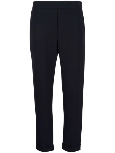 P.a.r.o.s.h Elasticated Straight Leg Trousers In Blau