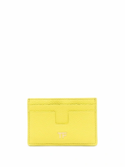 Pebbled Leather Cardholder In Yellow & Orange