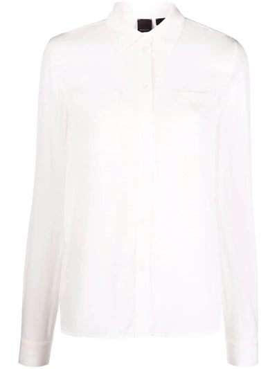 Shop Pinko Spread Collar Button-up Shirt In Weiss