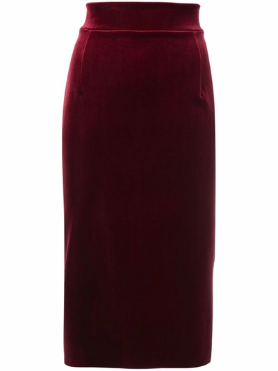 Shop Le Petite Robe Di Chiara Boni Lumi Velvet High-waist Skirt In Rot