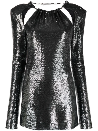 Shop Attico Sequin-embellished Dress In Grau