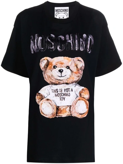 Shop Moschino Teddy Bear Print T-shirt In Schwarz