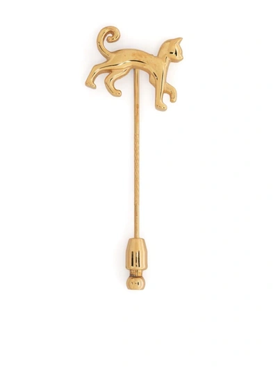 Shop Lanvin Cat Brooch Pin In Gold
