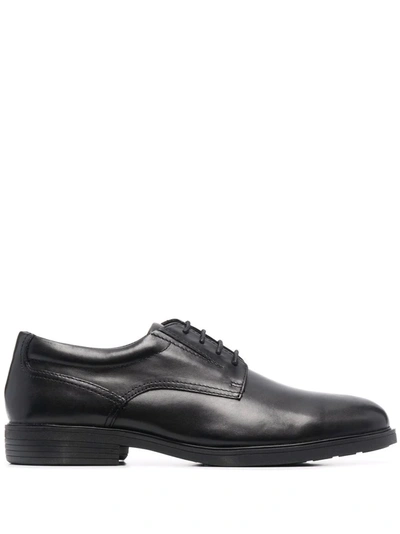 Shop Geox Lace-up Leather Shoes In Schwarz