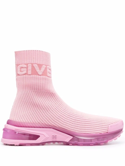 Shop Givenchy Logo-knit Sock Sneakers In Rosa