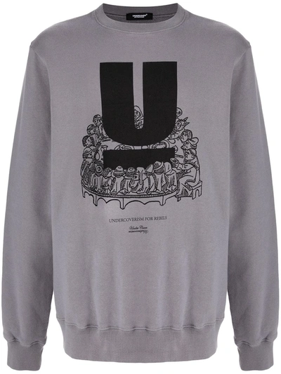 Shop Undercover Logo-print Crew Neck Sweatshirt In Grau