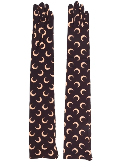 Marine Serre Brown Second Skin Long Gloves In Brown