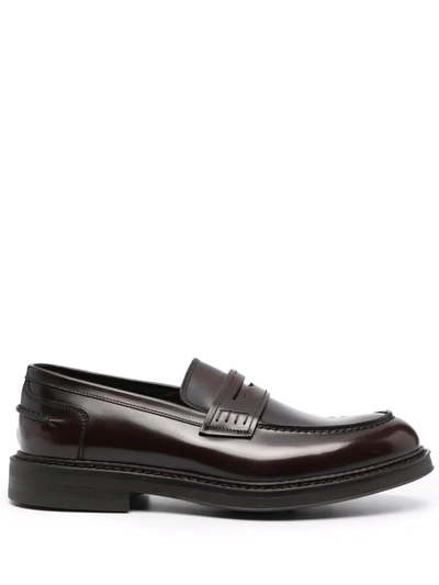 Shop Doucal's Leather Penny Loafers In Braun