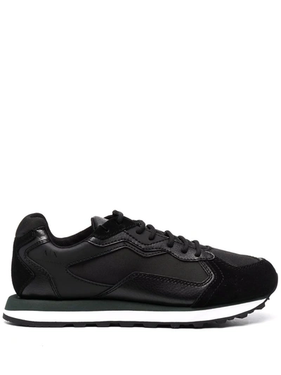 Shop Armani Exchange Panelled Lace-up Sneakers In Schwarz
