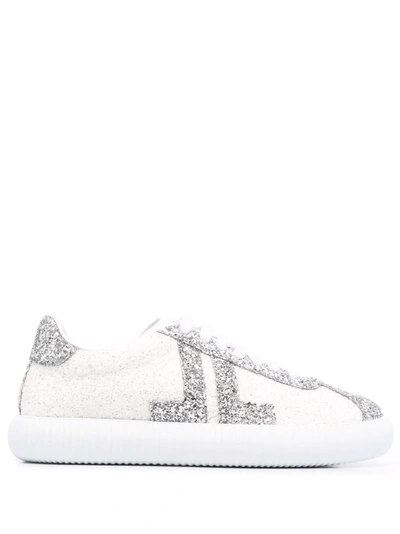 Shop Lanvin Glittered Low-top Sneakers In Weiss