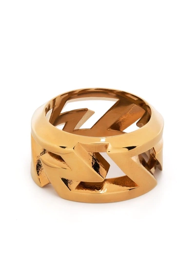 Shop Versace Greca Detail Band Ring In Gold