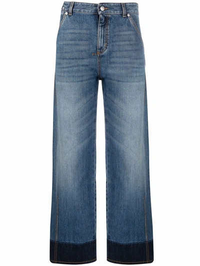 Shop Alexander Mcqueen Two-tone Straight-leg Jeans In Blau