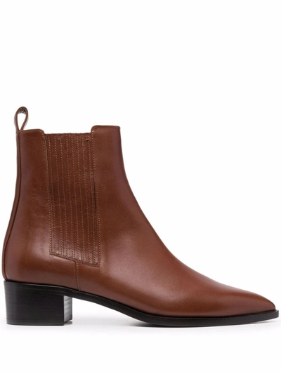 Shop Scarosso Olivia Leather Ankle Boots In Braun