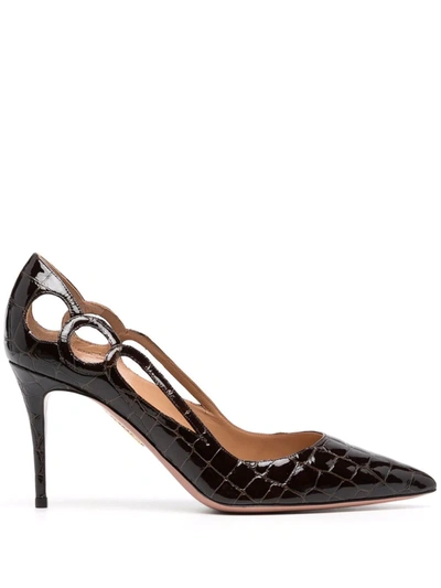 Shop Aquazzura Fenix 85mm Pointed Toe Pumps In Brown